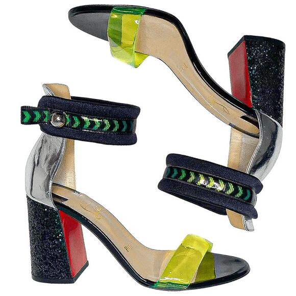 Christian Louboutin Tennis Elbow 85 PVC Ankle Strap Sandal Heels EU 36.5 US 6.5 - Picture 5 of 11